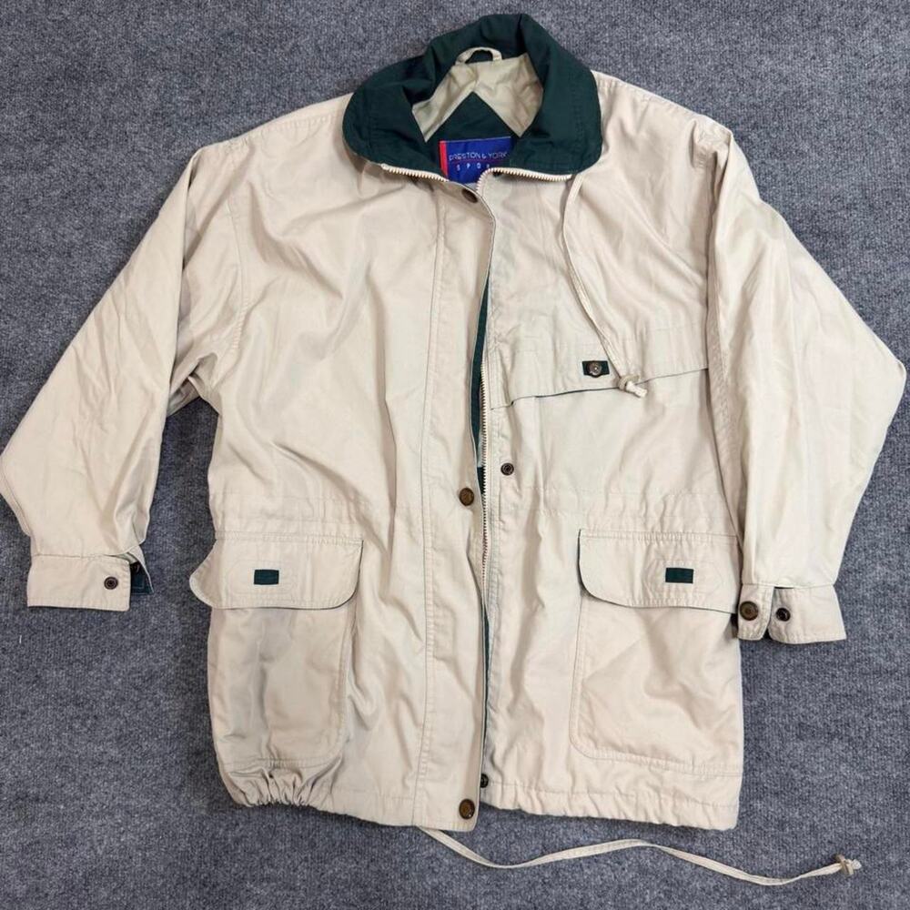 Vintage Preston & York Sport Utility Jacket Men’s Beige Green Full Zip